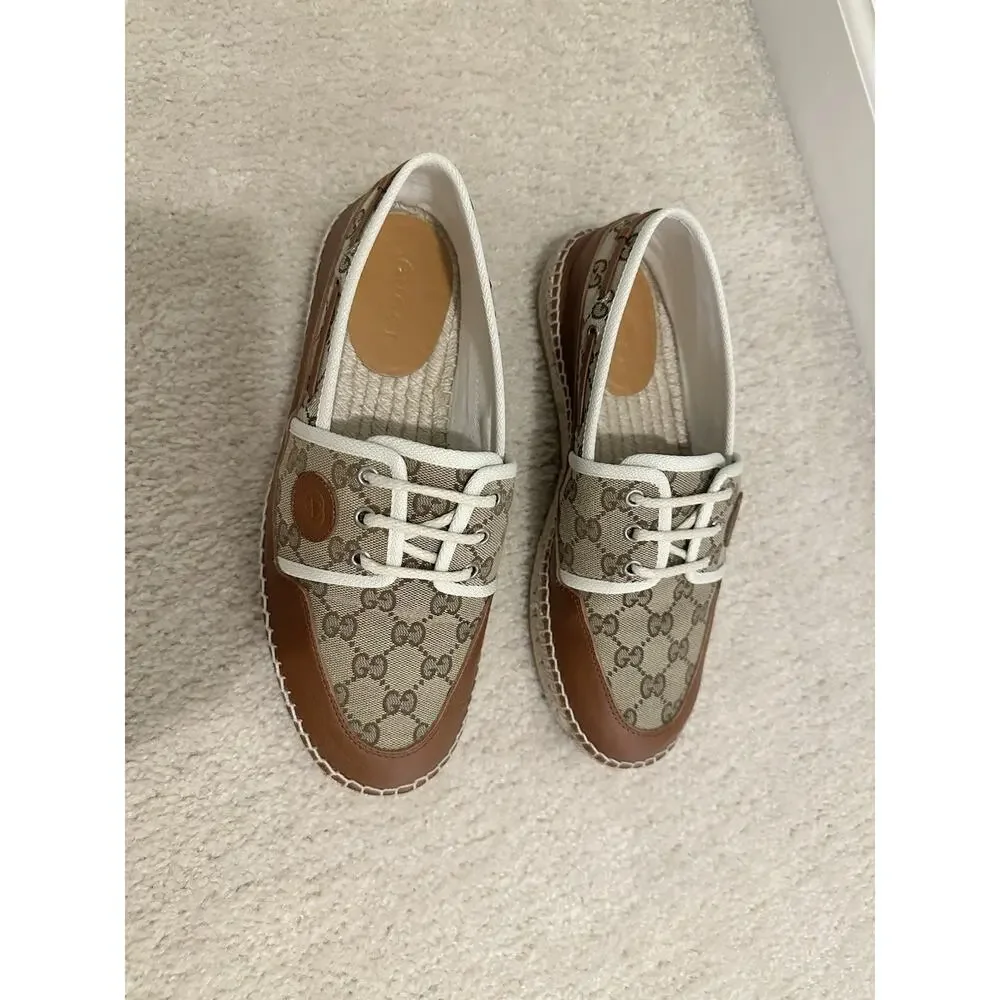 AUTHENTIC GUCCI MONOGRAM ESPADRILLES 725799 GG 7 (fits USA 8)